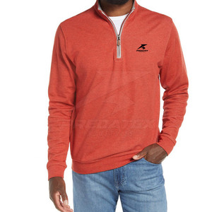 Suéter transpirable con cremallera de cuarto, venta al por mayor, tela mezclada de algodón, ajuste cómodo y de alta calidad - Product Image 2