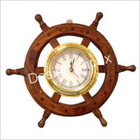 Haute qualité en bois bateau roue laiton Premium Design minimaliste horloge Design nautique décoratif décoration murale horloge prix de gros