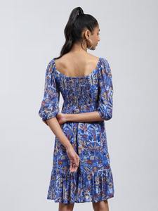 Vestido de algodón con estampado Floral de bloque de mano indio nueva moda Casual ropa de verano cintura Natural longitud Midi para regalos de bodas - Product Image 4