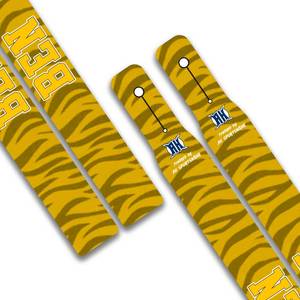 Drapeaux de plage de sublimation de colorant polychrome avec des drapeaux de plumes de tissu de polyester couleur jaune en gros drapeau personnalisé ceintures doubles latérales - Product Image 5