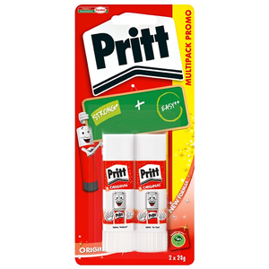 Lot de bâtons de colle Pritt 2x22g (44g) – Colle froide non toxique à viscosité moyenne, à base d'amidon, action rapide 1-5min, blanc original 0207532 - Product Image 2