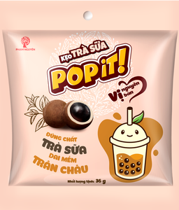 Gomitas Suaves y Masticables en Forma de Bola, Color Marrón, en Bolsa Fácil de Abrir, Dulces Hechos en Vietnam, con Rico Sabor a Té con Leche Popit - Product Image 4