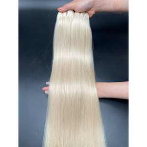 Precio al por mayor Extensiones de cabello humano virgen 100% de doble trama, grado estándar, color platino blanco, paquete de cabello crudo de Vietnam - Product Image 3