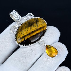 จี้พลอยซิทรินเงินแท้ 925 ทำมือ สไตล์โบฮีเมียน เครื่องประดับโดดเด่น ได้รับการรับรองจาก IGI ของขวัญวันเกิดสำหรับเด็กและผู้หญิง - Product Image 4