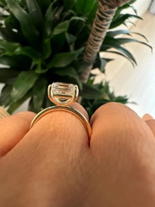 Bague de fiançailles et de mariage pour femme, en or plaqué, avec diamant de laboratoire de 3 carats, taille Asscher, clarté VVS, certifié IGI, exquise - Product Image 3