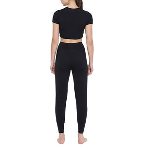 Conjunto de Yoga de Talla Grande con Estampado a Cuadros y Canalé, 2 Piezas, Leggings Deportivos Sin Costuras para Mujer, Spandex/Nailon, Secado Rápido, Transpirable - Product Image 3