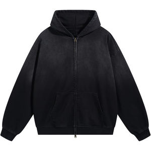 Sweat à capuche unisexe surdimensionné tendance avec logo personnalisé, sweat à capuche vintage marron surdimensionné à fermeture éclair, sweat à capuche en molleton lourd à épaules tombantes - Product Image 1