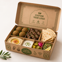Conteneur à emporter en papier biodégradable et écologique avec séparateurs pour la restauration de mezze, de falafel et de kebab du Moyen-Orient