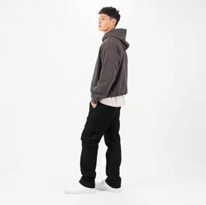 2025 été nouveaux hommes décontracté survêtement pantalon personnalisé élastique grande taille multi-poches droite mi cordon coloré lavage - Product Image 2