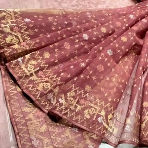 โดยเฉพาะ Deshi dhakai สีแดง jamdani sharee ส่งออกคุณภาพสำหรับผู้หญิงผ้า jamdani สีฟ้าสีฟ้าสีเขียวทองท้องฟ้าจากบังคลาเทศ - Product Image 1