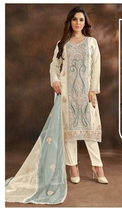 Nueva Organza paquistaní con traje bordado pesado con Pent Stanton con interior Stanton con Organza con Dupatta bordado - Product Image 3