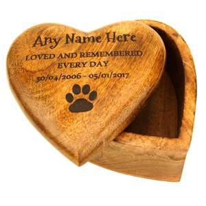 <b>Memorial</b> Heart Shaped Mango Wooden Pet Urns <b>Large</b> Medium Small Sized Cremation <b>Box</b> Dog Urn Cat Pet Casket Personalized - Product Image 4