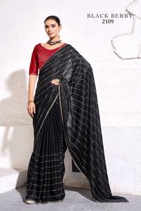 Collection de saris en satin élégant et moderne avec travail manuel Zarkan pour les mariages et les fêtes Vêtements ethniques en gros en vrac OEM personnalisés - Product Image 4