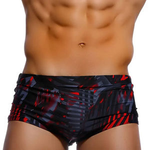 Maillots de bain pour hommes, coupe traditionnelle, maillots de bain, bikini de surf, boxers de surf, shorts de bain, trunks, noir et rouge, Sunga - Product Image 5