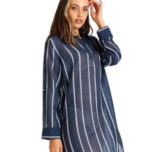 Vestido de verano con cuello alto y manga larga, ropa de moda, Vintage, transparente, para cubrir Bikini - Product Image 1