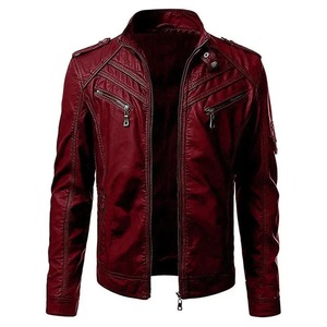 The New Casual High-end <strong>Fashion</strong> Leather <strong>Coat</strong> <strong>Men</strong> Sell <strong>European</strong> and American Solid Color Handsome Stand-up Collar Jacket - Product Image 1
