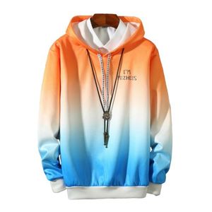เสื้อมีฮู้ดแบบสวมหัวสำหรับผู้ชายไล่ระดับสีพิมพ์ดิจิตอลทำจากวัสดุโพลีเอสเตอร์/ ผ้าฝ้าย - Product Image 1