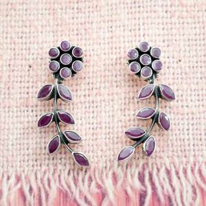 ต่างหูทับทิมธรรมชาติ925เงินสเตอร์ลิงน้ำหนักเบารูปทรงหยดน้ำเครื่องประดับงานแต่งงานที่หรูหรา - Product Image 1