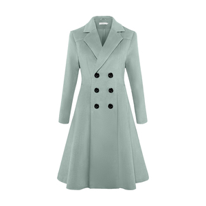 Abrigo Casual de Lana para Mujer, Corte en A, Solapa con Muescas, Doble Botonadura, con Relleno de Algodón para Invierno - Product Image 1