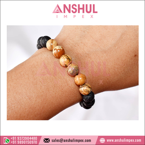 Premium Quality Casual/ Sporty Style Picture Jasper Diffuser Essential Oil Stones Crystal <b>Gemstone</b> Beaded Lava Diffuser <b>Bracelet</b> - Product Image 5