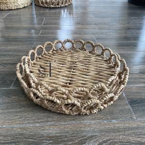 Plateau de service en bois écologique tissé à la main vaisselle décorative tissée ronde fabriquée au Vietnam pour les occasions alimentaires - Product Image 4