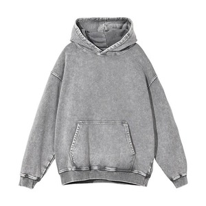Vente en gros d'usine quantité minimale de commande bas Logo personnalisé 100% coton sweat à capuche lourd unisexe épaule tombante vintage lavage à l'acide sweats à capuche pour hommes - Product Image 1