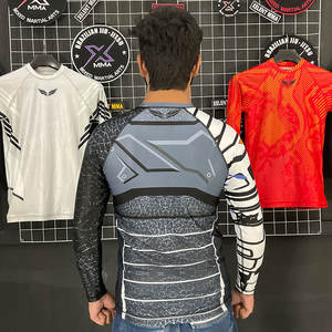 Couleur personnalisée Jiu Jitsu manches longues Rash Guard 100% coton Durable respirant séchage rapide Protection UV hommes surf - Product Image 5