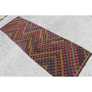 2.6x8.3 ft Turkish Rug, Vintage <b>Runner</b> Rug, <b>Red</b> Oriental Wool Rug - Product Image 4