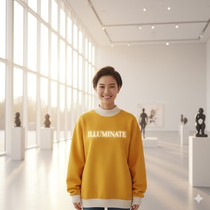 Women's Winter Casual Custom Soft Cotton Fleece Oversized <b>Drop</b> Shoulder Mock Neck Crewneck Pullover Sweatshirt Screen Print Logo - Product Image 6