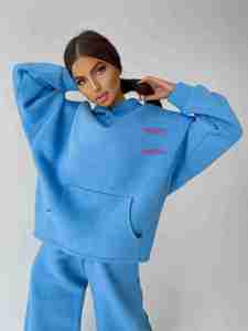 Custom LOGO Women Distressed Hoodie Tracksuits Two Piece Top Quality Heavy Weight Sweatpants Hoodie Set Women's Sweatsuits Set - Product Image 6