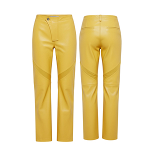 Pantalons en cuir véritable à logo brodé personnalisé en gros pour femmes, pantalons en cuir skinny à taille haute tendance pour l'hiver - Product Image 6