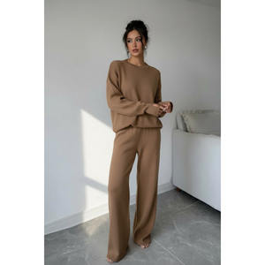 Conjunto de Dos Piezas Extra Grande para Mujer, Pantalones de Punto Acrílico Texturizado con Cierre de Dedo, Conjunto de Pantalones de Punto Extra Grande y Cómodo - Product Image 2