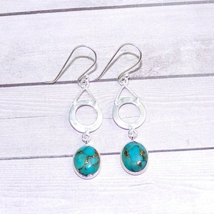 Natural Turquoise Gemstone Solid 925 Sterling <b>Silver</b> Handmade Fine <b>Silver</b> <b>Drop</b> <b>Earrings</b> Rhodium Plated Trendy Jewelry - Product Image 4