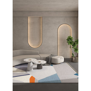 พรมขนสัตว์สไตล์คลาสสิกอินดัสบาร์ สีแดงส้ม ทอลายเรียบ รูปทรงเรขาคณิต ทำด้วยมือ สำหรับห้องนั่งเล่นและห้องนอน-รุ่น Sdwl-686 - Product Image 4