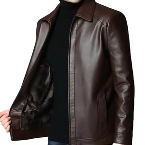 Veste d'hiver en cuir et duvet sur mesure Veste de moto en cuir de luxe personnalisée pour hommes - Product Image 1