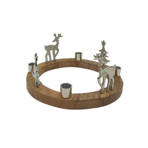 New Decorative Wooden & Metal Advent Candle Holder Nickle Finished for Home & Christmas Party Lighting Decoration Wholesale Bulk - Product Image 1