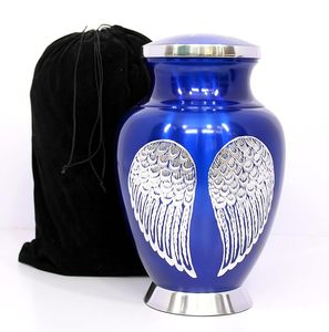Urne funéraire en métal de couleur bleue au design unique, pour adultes, bébés, humains, urne funéraire en métal pour cendres, finition haut de gamme - Product Image 4
