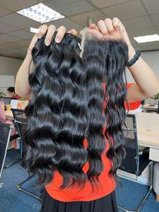 100% naturel aligné cuticule vierge cambodgien vietnamien Remy cheveux faisceaux 10-50 \ "vagues profondes peau trame Extension matière première - Product Image 5