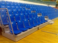 JY-769 Gradas Retráctiles Profesionales, Sistema de Asientos Telescópicos para Gimnasios Escolares y Universitarios