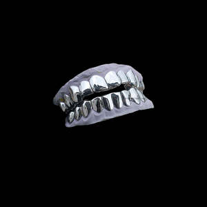 Juego de Grillz de Moissanita Plateada Pulida Personalizada con Baño de Platino para Dientes Superiores e Inferiores, Pieza Dental Hip Hop para Hombres y Mujeres - Product Image 5