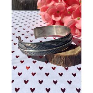 Tony Yazzie Kingman Fashion <b>Cuff</b> Bracelet Turquoise & Spiny Oyster Sterling Silver <b>Feather</b> Design - Product Image 3