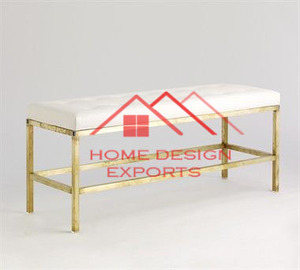 Banc en métal avec cadre en métal finition or, sièges confortables, mobilier moderne pour la maison et le bureau - Product Image 3