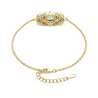 Joyería de piedra preciosa Natural de Plata de Ley 925, pulsera de cadena ajustable de Topacio azul para mujer, joyería de destino
