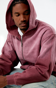 Faded Zip up Acid Wash Hoody 100% algodón 400Gsm Boxy Fit Hoodie Acid Washed Men's Plus Size Crooped Men's Hoodies Servicio OEM - Product Image 4