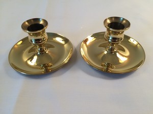 <b>Brass</b> Gold Short Chambers tick Candlestick <b>Holders</b> Set Of 2 Home Decor - Product Image 1