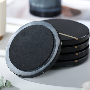 Limited Edition 4 Inch <b>Ceramic</b> Eco-Friendly Modern Drink <b>Coasters</b> Exquisite Marble Wood Luxury 6Pcs Set Customizable Mat/Pad - Product Image 1