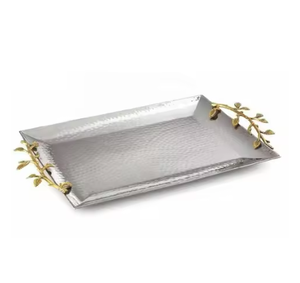 Bandeja de servicio de metal de diseño, mesa de calidad superior, decoración de servicio de lujo, forma Rectangular, bandejas de servicio de lujo hechas a mano - Product Image 4
