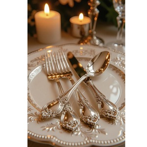 Service de couverts en acier inoxydable finition argentée vaisselle de qualité supérieure qui allie style, résistance et brillance durable - Product Image 2