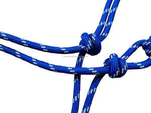 Meilleure vente en gros de licou d'équitation équestre corde pliée en nylon de 8mm d'épaisseur conception personnalisée couleurs bleu/blanc - Product Image 3