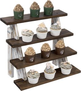 Top Sale 4-Tier Rustic Brown Burnt Wood Mini-<b>Cupcake</b> <b>Stand</b> Custom Metal Stair Steps for Parties Home Hotels Events at Best Price - Product Image 1